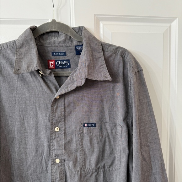 Chaps Polo Ralph Lauren Gray Button Up Long Sleeve Shirt Size Large Men’s - Picture 3 of 4